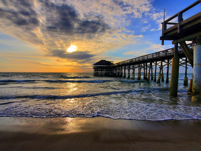 Cocoa Beach Pier Sunrise @sandyrootsphotography Cocoa Beach Pier Sunrise